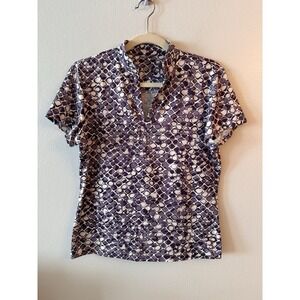 Tail Golf Top Women M Band Collar Purple Geometric Pickleball Tennis Activewear